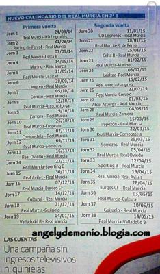 Calendario Real Murcia 2014/2015